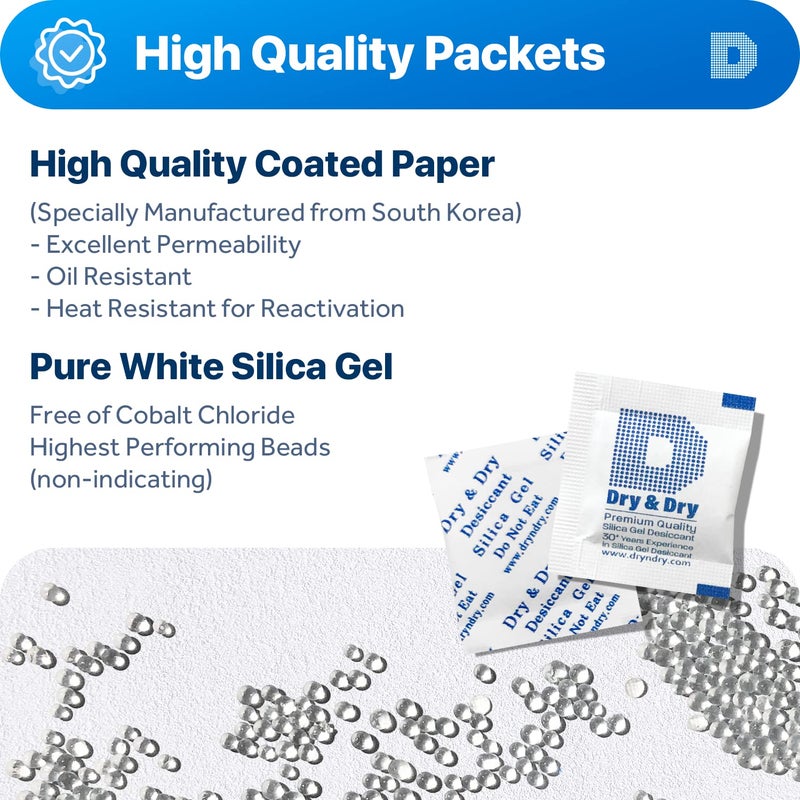 Dry & Dry 1 Gram [1200 Packets] Silica Gel Packets Desiccants Silica Gel Packs - Food Safe Silica Packets Silica Gel Desiccant Packs for Storage - Image 2